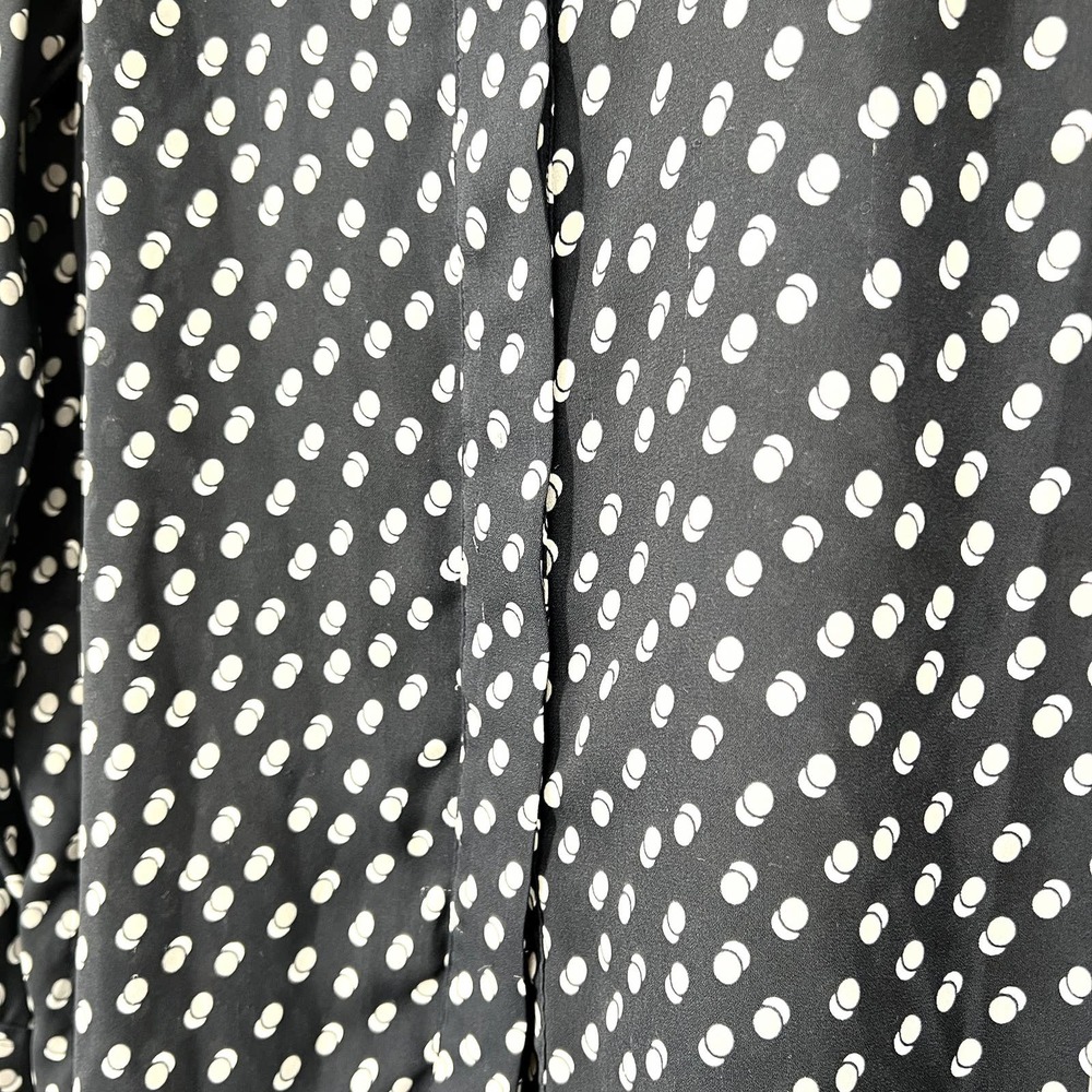 Ann Taylor Womens Size XS Extra Small Navy Blue Polka Dot Blouse Shirt Top - Picture 3 of 5
